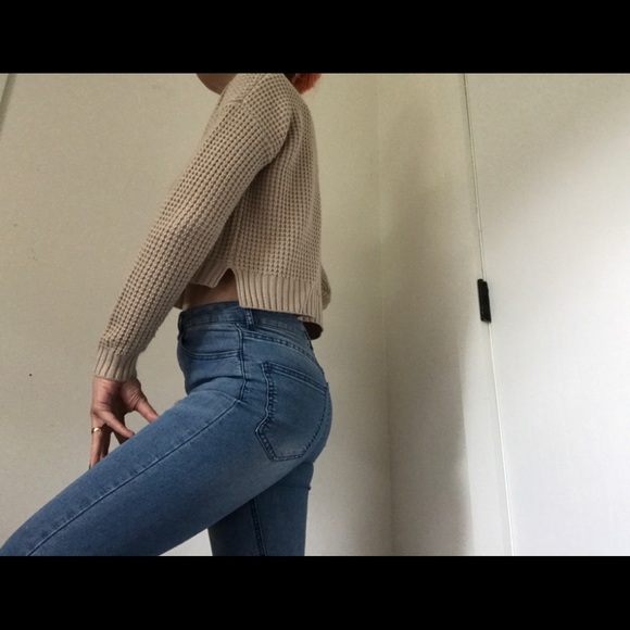 Forever 21 Slouchy Sweater Crop Top Waffle Print - Picture 2 of 12